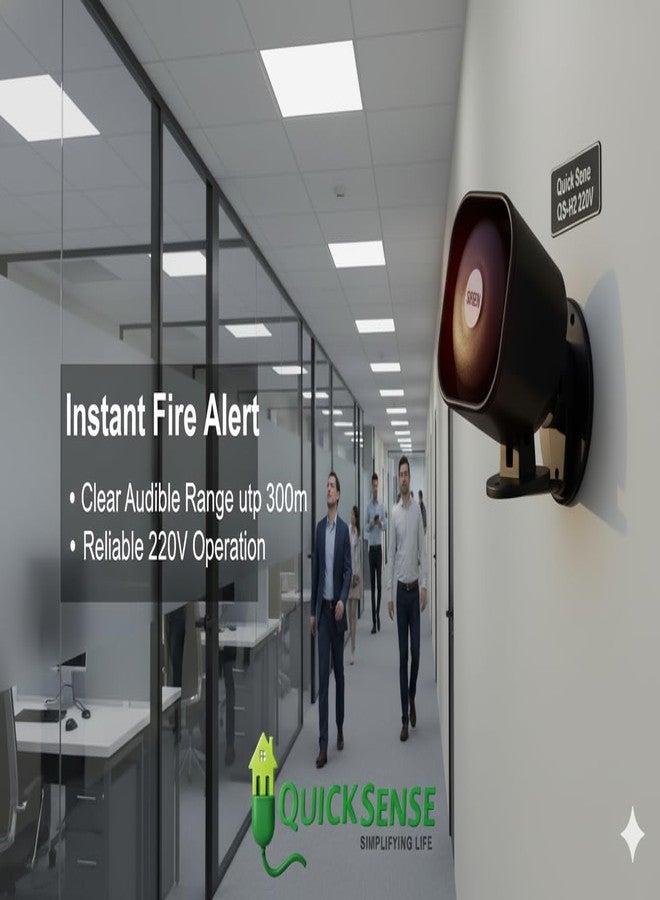 Quick Sense QS-H2 Hooter Alarm | 220V AC Electronic Siren | Loud 110dB Industrial Security Alert | Set of 2 - Image 4